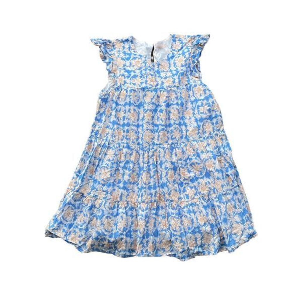 Lovecolette Women's Blue Floral Print Midi Cotton Dress, Size M